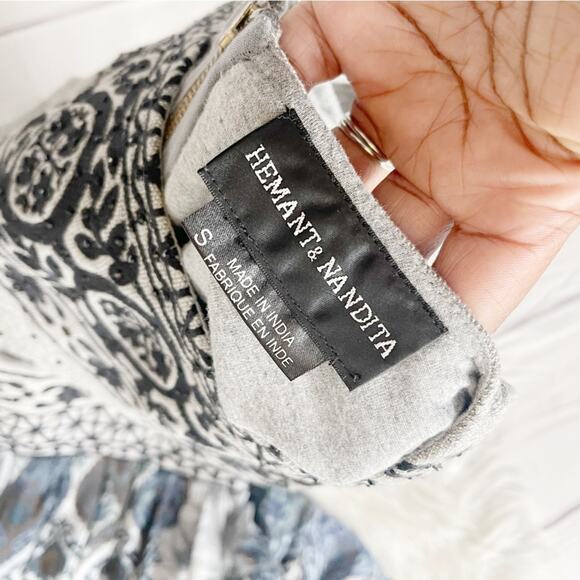 Anthropologie Hement & Nandita Blue Frost Cover Floral Maxi Size Small - Picture 3 of 5